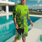 2023. aasta suvemood, vaba vabaaja l&uuml;hikeste varrukatega l&uuml;hikesed p&uuml;ksid EKG-prindiga hingav, kiiresti kuivav t&auml;nava lihtne sportlik meeste &uuml;likond XS-6XL S