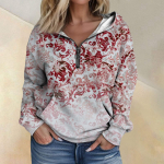 Naiste moeprintimine pikkade varrukatega, taskutega poollukuga kapuuts XL roosa