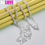 925 Sterling Silver kolm madu kett liblikas kaelakee ehted 48cm