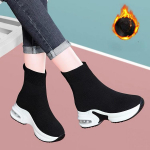 S&uuml;gisene k&otilde;rgust suurendav sisetald v&otilde;rgust sokid jalatsid Stretch k&otilde;rge platvormiga &uuml;mmarguse varbaga spordisokid saapad 35 must