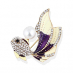 Kuldkala Faux Pearl Rhinestone krae pross Pin Rev&auml;&auml;ri riided Ehted lilla