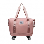 Eemaldatavate ratastega reisikott, suur mahutavus, veekindel Oxfordi riie, &otilde;ues, j&otilde;usaalis treenimiseks m&otilde;eldud pagasikohver 40cm x 22cm x 66cm roosa