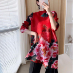 Retro pojengtr&uuml;kk seitsme punktiga varrukas lahtine versioon kaanest liha lima seelik volditud mood kevad uued naised M roheline