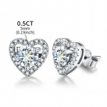 P&auml;ris 0,5CT D v&auml;rvi Moissanite Diamond Heart Halo Stud k&otilde;rvar&otilde;ngad naistele 925 Sterling Silver luksuslikud peened ehted 0.5 carat Moissanite