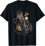 Biker Tiger Riding Chopper Motorcycle Unisex T-s&auml;rk S