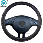for BMW E46 3 Series M3 DERMAY Car Steering Wheel Cover Microfiber Leather+Carbon Fiber 16 Colors High Quality Auto Accessories A- Black black