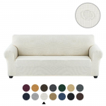 Veekindlad elastsed diivanikatted 1/2/3/4 istmed Tahke diivani kate Diivani libisemiskate kaitse pingikatted XL (180-240cm) soe valge v&auml;rv