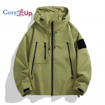 Cozy Up Multi Pocket jope Meeste funktsionaalne t&ouml;&ouml;riietus Veekindel avar kapuutsiga mantel S roheline