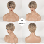 Naiste l&uuml;hikesed parukad, kuldblond k&uuml;ljetukkidega, kuumakindlast kiust s&uuml;nteetilisest sirgest parukad, igap&auml;evaselt kasutatavad Cosplay juuksed hele