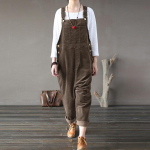 Vintage naiste velvetist kombinesoonid Dungarees &uuml;hev&auml;rvilised rinnat&uuml;kiga p&uuml;ksid varrukateta lahtised kombinesoonid. XXXL kohv