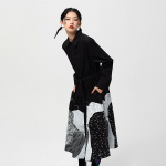 Hepburn Style jakk suures suuruses naiste kevade ja s&uuml;gise temperamendiga originaalne abstraktse tr&uuml;kiga lipskleit lahtine One Size must