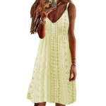 Naiste suvekleit V kaelusega varrukateta &otilde;&otilde;nsaga A-joonega avar seljata puhtav&auml;rviline aplikatsioon, hingav suur &auml;&auml;ris, p&auml;ikesekleit ranna minikleit XL roosa