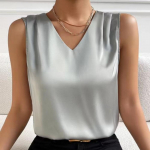 GMXIA Naiste moe vabaaja suve &uuml;hev&auml;rvilised prinditud varrukateta V-kaelusega pluusid ja s&auml;rgid L