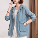 Kevadsuvi mood &otilde;huke tuulejakk naiste jope Naiste kapuutsiga pikk pesapallivormi lahtised jakid M sinine