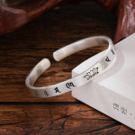 S925 Retro Matt Kuue-silbiline Mantra Lootose Avanev K&auml;ev&otilde;ru Lihtne Vana Meetodi P&auml;rand Sterlingh&otilde;bedast K&auml;ev&otilde;ru K&auml;ev&otilde;ru