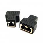 2tk RJ45 konnektori jaoturi adapteri pesa 2 kuni 1 port LAN PC Ethernet must
