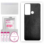 apgo Protective Skin Sticker for the back compatible with Infinix Hot 20i, Wrap Film, Foil, Vinyl - Pattern Black Leather