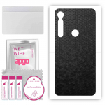apgo Protective Skin Sticker for the back compatible with Motorola One Macro, Wrap Film, Foil, Vinyl - Pattern Black Honeycomb