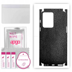 apgo Protective Skin Sticker for the back+sides compatible with ONePlus Nord 2T, Full Wrap Film, Foil, Vinyl - Pattern Black Leather