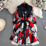 Vintage s&uuml;gisene rev&auml;&auml;rkraega s&auml;rkkleit Kvaliteetne naiste &uuml;herealine punaste lilledega mustriga lapiline pitsrihm lahtised riided M khaki