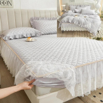 &Uuml;hev&auml;rviline ruuduline pits tikitud voodi seelik Paksendatud tepitud tolmukindel voodikate Padjap&uuml;&uuml;r Pestav libisemisvastane lina voodipesu 150X200cm bed skirt