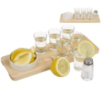 Service &agrave; tequila planche en bois et 6 verres shooter