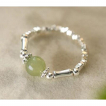 925 H&otilde;be Naturaalne Hetiani Jade S&otilde;rmus Ni&scaron;&scaron; Helmed V&auml;ikesed H&otilde;bedast S&otilde;rmuseosad Naiselik Kerge Luksus Virnastatav Retro Rahvuslik Stiil Isiksus Elastic rope