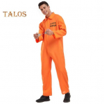 Halloween Prisoner Cosplay Jumpsuit manacle'iga Halloweeni Unisex lapsed T&auml;iskasvanute rollim&auml;nguriietus Pikad varrukad Rev&auml;&auml;rid T&otilde;mblukk Festivalid Peod Showd M