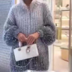 Naiste pidulik avar kampsun 2023. aasta s&uuml;gistalvine elegantne v&auml;ike aromaatne tuul, mugav litriga V-kaelusega pikkade varrukatega kampsun S hall