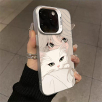 Pehme l&auml;bipaistev silikoon&uuml;mbris iPhone 15 Pro Max jaoks 14 13 12 11 Xsmax XR- Creative Cute Cat Pink Naistele T&uuml;drukutele Daami kogu keha kaitsekate Apple 15