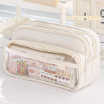 Stiilne &uuml;hev&auml;rviline pliiatsi&uuml;mbris Korea lihtsus, l&auml;bipaistev pliiatsi kott, suure mahutavusega kirjatarvete organiseerimiskott Koolitarbed kohv