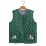 Naiste s&uuml;gis- ja talvine soe lahtine tuulekindel vest varrukateta tr&uuml;kitud vest Teemantv&otilde;rgust tikandid Suures suuruses vestid 4XL