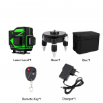 12 rida 3D roheline lasertase isetasanduv 360 kraadi horisontaalne ja vertikaalne ristjoon Roheline laserjoon koos statiivi akuga US Plug