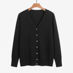 Naiste massiivne kerge vabaaja kootud s&auml;rk V-kaelusega pikkade varrukatega &otilde;huke hingav kardigan kevads&uuml;gisene lihtne ja pehme plussmantel daamile L must