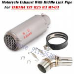 Libistage YAMAHA YZF-R3 R25 R3 MT-03 MT-25 mootorratta v&auml;ljalasketoru modifitseeritud s&uuml;steemi projekti summuti keskmise &uuml;hendustoruga A1