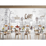 Kohviku seinamaaling Kohviku taustapildid K&auml;sitsi maalitud kohv Retro seinamaaling Restorani kohviku kohviku 3d tapeet 200 cm(W) x 140 cm(H)