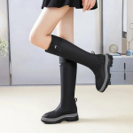 Platvorm kummisaapad naiste kandiline kontsaga mugav must kaart &uuml;le p&otilde;lve Saapad Veekindlad t&auml;navastiilis jalatsid Daami 35