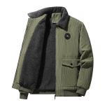 Corduroy lambavillane jakk Meeste talvine lahtine fliis, paksendatud vabaaja rev&auml;&auml;riga jakk Meeste riided 5XL roheline