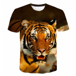 Lahtised suvetopid Meeste Suures suuruses Riided Loomade 3D Prindiga T-s&auml;rk Paar Tiger Wolf Mustriga T-s&auml;rgid O Kaelusega L&uuml;hikeste Varrukatega Hingavad meeste s&auml;rgid XS