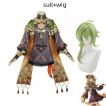Collei Cosplay kost&uuml;&uuml;m Anime m&auml;ng Roheline parukas Sumeru Avidya Forest Gandharva Ville Armas Loli komplekt Halloweeni &uuml;likond L-(Costume+Wig)