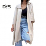 S&uuml;giskevad naiste mantel Ebaregulaarne &auml;&auml;ris lahtise &otilde;mblusega &uuml;hev&auml;rviline Dolmani varrukas pont&scaron;o Ummetatav krae kampsun tutvumine pendelk&auml;ija jope XL aprikoosi