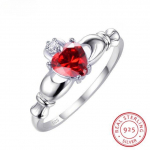 Ehtne S925 Sterling H&otilde;be Claddagh S&otilde;rmus Armas Armastuse S&uuml;dame Kroon S&otilde;rmused Naistele Pulmas&otilde;rmused Sinine Valge Tuleopaal S&otilde;rmus Ehted Tsirkoon 6