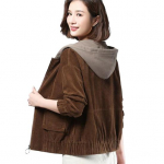 S&uuml;giskevadine naiste velvetist jope plaastriga taskud kapuutsiga lahtised v&auml;rviplokist elastsed k&auml;tised M kohv