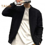 S&uuml;gis Talv Meeste Kampsun Kampsun &Uuml;mara Kaelusega Kootud Paks Elastne Pikkade Varrukatega Vabaaja Soe &Uuml;hev&auml;rviline Lukuga Kudumid Igap&auml;evaseks Kandmiseks Kampsun Mantel XL must