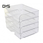 4 tk 4-korruseline paberikorraldaja, virnastatav lauakorraldaja, paberisalv, sile serv, l&auml;bipaistvad t&ouml;&ouml;koha korraldajad puhas