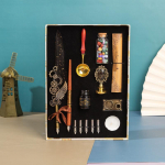 Vintage Signature pliiatsi kinkekomplekt, sulgede pliiatsi komplekt, kalligraafia pliiatsi komplekt Kingitus k&auml;ekirja armastajatele s&uuml;nnip&auml;evaks &otilde;petajate p&auml;evaks j&otilde;ulukingitus