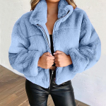 Daamide &uuml;hev&auml;rviline mood vabaaja j&auml;nese imitatsiooniga kardigan plush soe mantel M