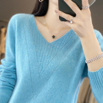 Naiste ka&scaron;miirist sviiter Qinghe ka&scaron;miir 30% ka&scaron;miir 70% vill Naiste s&uuml;gis- ja talvine ka&scaron;miirist pullover pehme ja soe XXL sinine