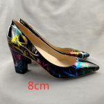 Graffiti mustriga 8 cm plokikontsaga naiste libisevad jalga pumbatud terava ninaga daamide pidulikud terava ninaga kingad pluss-suurus 35-45 33