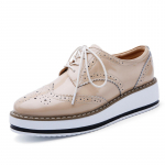 Ehtsad Nahast Kingad Naistele Madalad Oxford Paelad Triibuline Platvorm Valge Must Mood Vintage Platvorm Brogue Kingad Naine 6